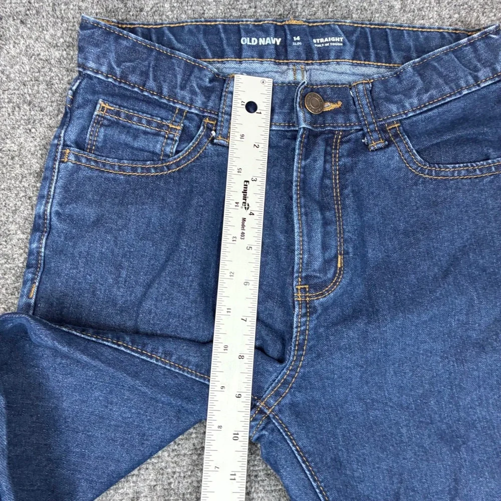 Old Navy Kids Boys Size 14 26x28 Straight Built-In Tough Jeans Dark Wash Denim